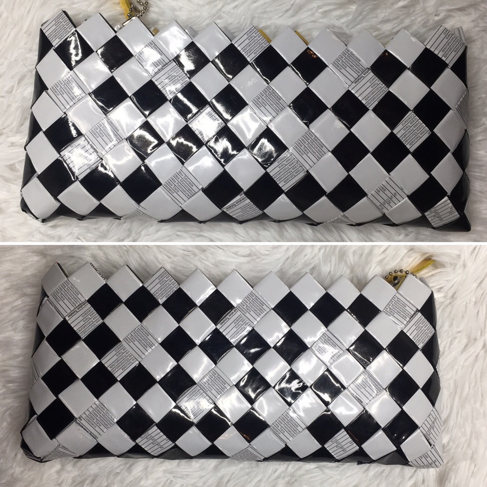 Nahui Ollin Recycled Wrapper Checkerboard Clutch - image 4